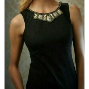 cAbi Size 4 The Glitz Studded Beaded Sleeveless Top Blouse Charcoal Gray Zip
